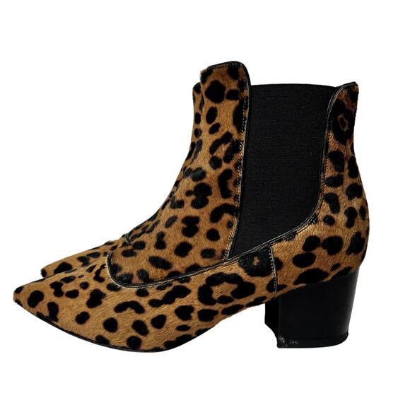 Tabitha Simmons Chelsea Boots Womens 7 Shadow Leopard Print Calf Hair Brown - Picture 3 of 16
